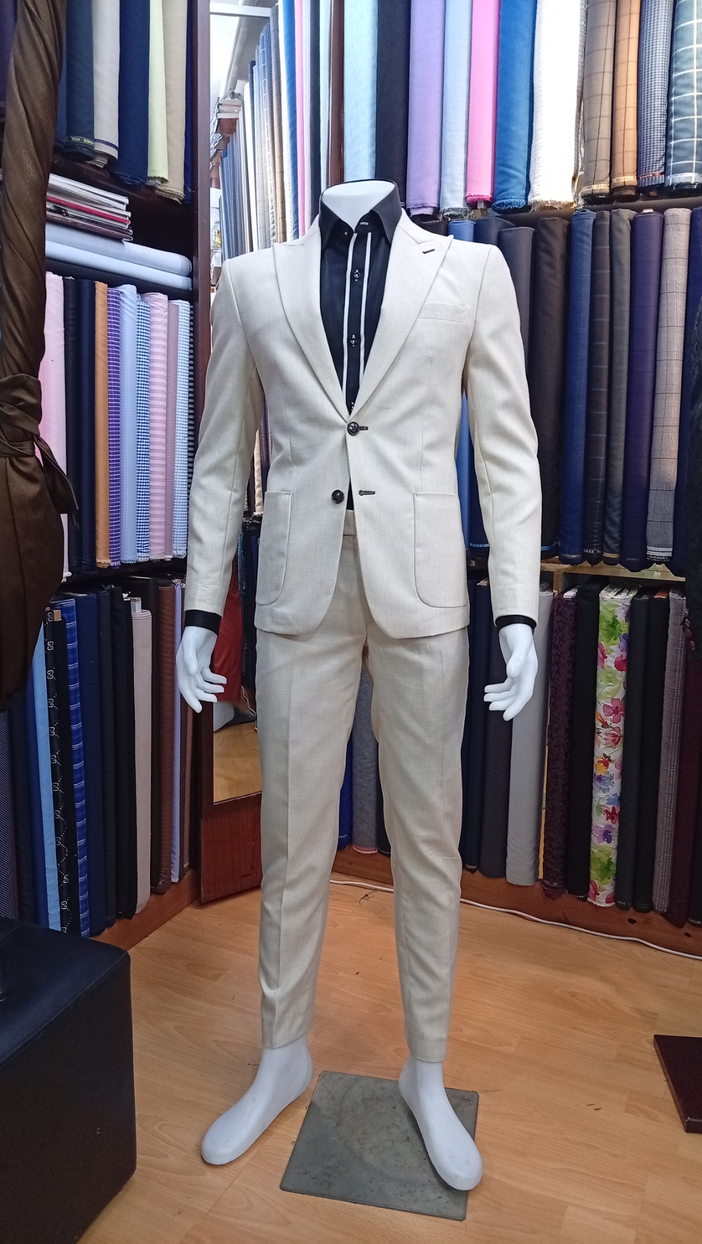 Smart-casual blazer layered with knitwear